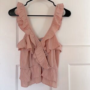 NWT Fashion Nova - Pale Pink Ruffle Crop Sleeveless Top - size L